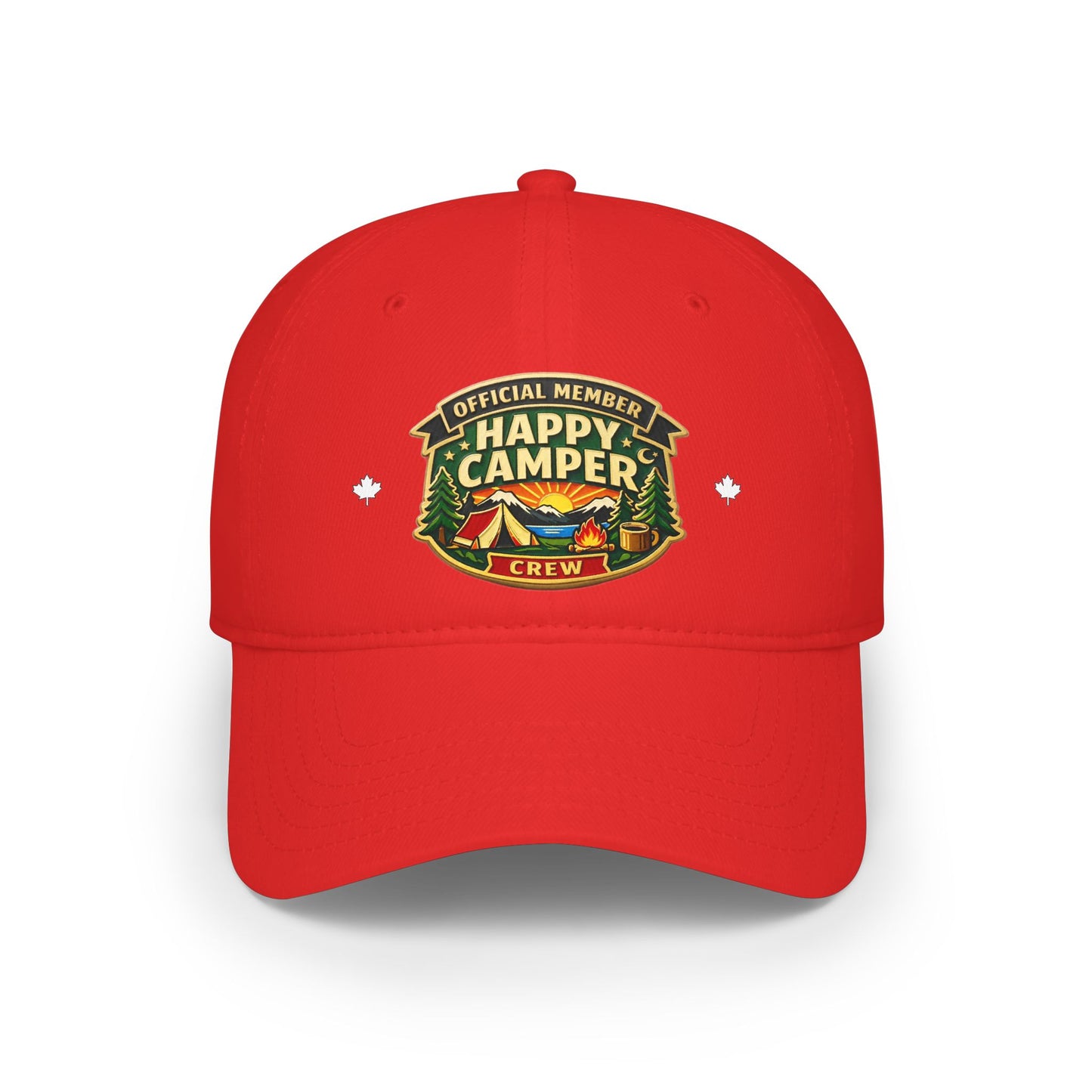 Official Member Happy Camper Crew Red Low Profile Baseball Cap, Adjustable Hat, Outdoor Gear, Casual Style, Gift for Nature Lovers HappyCamperCrew.com