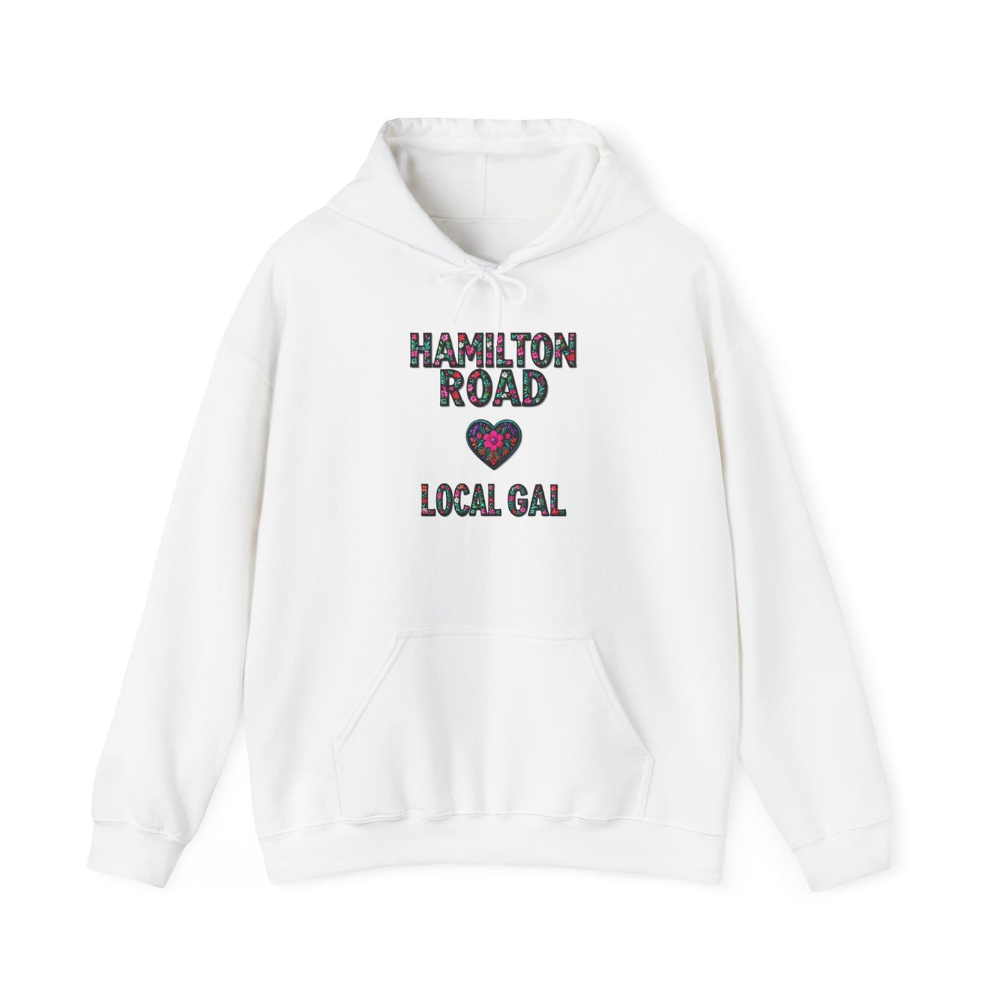 Hamilton Road Local Gal Flower c02-n04-hs005, Hooded Sweatshirt -  Unisex Heavy Blend™ Pullover, Casual Hoodie for Every Day, Gift for Friends, Support'n Locals -Local Pride Apparel Support Your Community