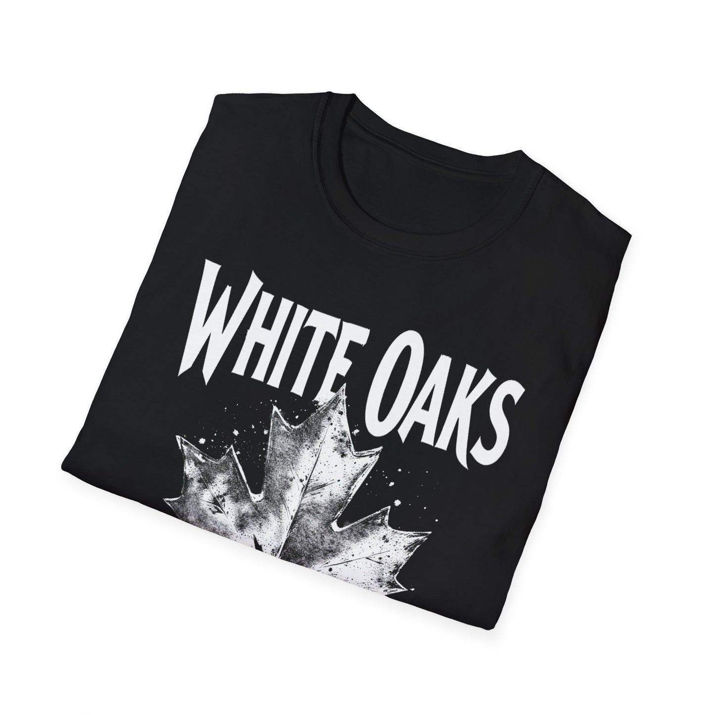 White Oaks Hardcore Rep'n White Leaf T-Shirt, c02-n09-s007 Softstyle Graphic Tee, Unisex Casual Wear, Support'n Locals Merch, Gift for Community Lovers.
