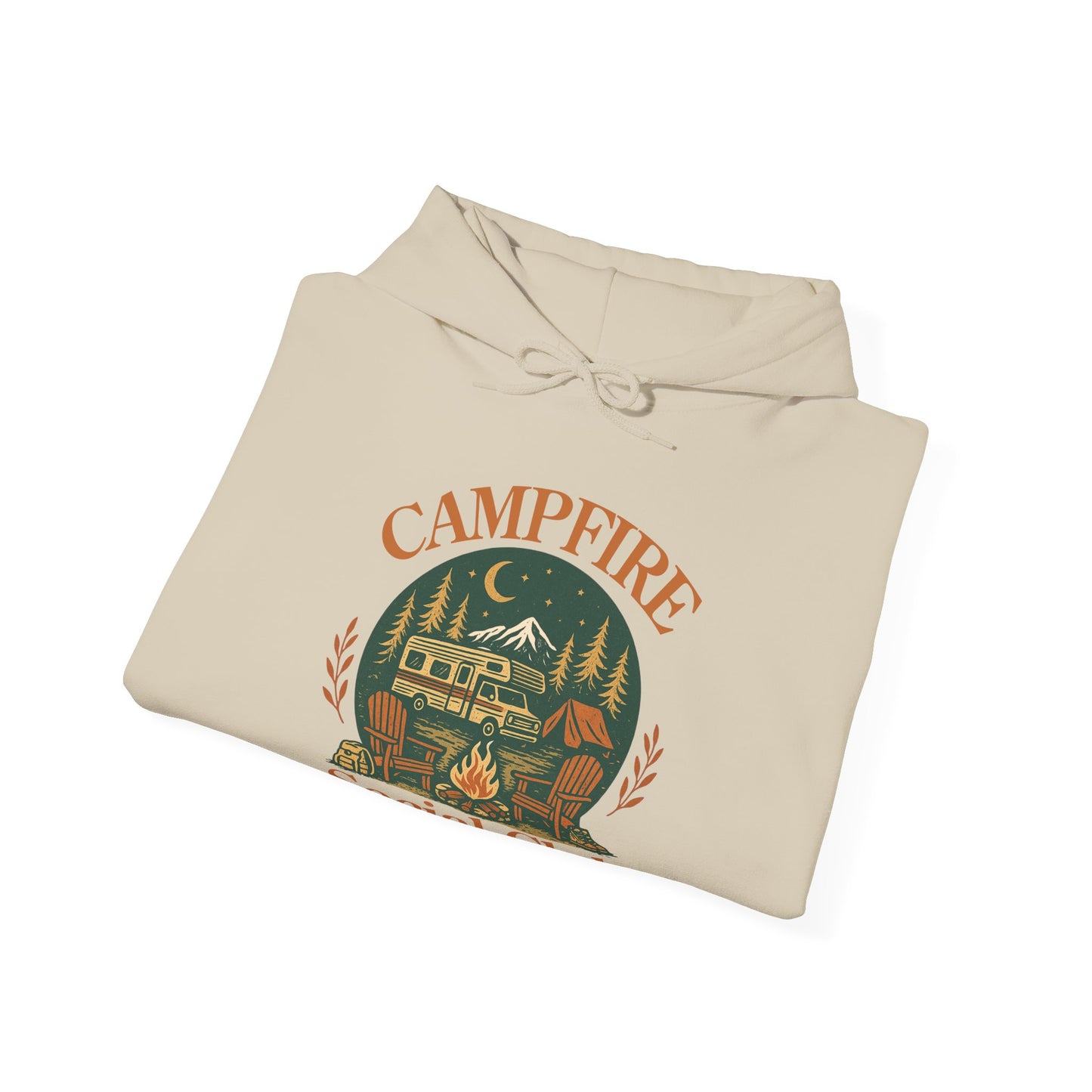 Campfire Social Club Hoodie | HappyCamperCrew.Com 100% Authentic | Cozy Camping Hoodie | Unisex Hooded Sweatshirt for Nature Lovers, Casual Wear, Gift for Him/Her, Outdoor Adventures, Cozy Days & Warm Nights By The Campfire