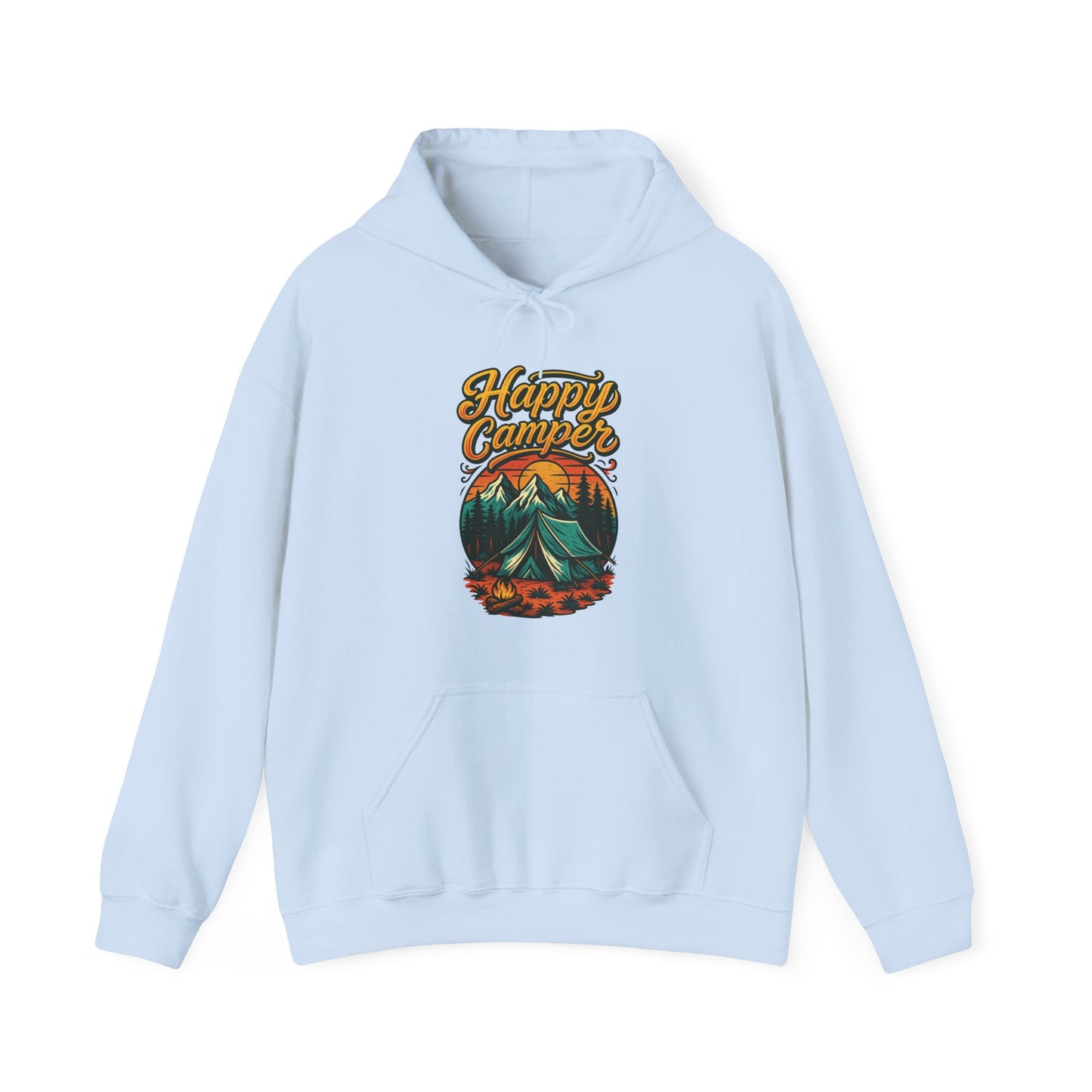 Happy Camper Hoodie | HappyCamperCrew.Com 100% Authentic | Cozy Camping Hoodie | Unisex Hooded Sweatshirt for Nature Lovers, Casual Wear, Gift for Him/Her, Outdoor Adventures, Cozy Days & Warm Nights by the Campfire