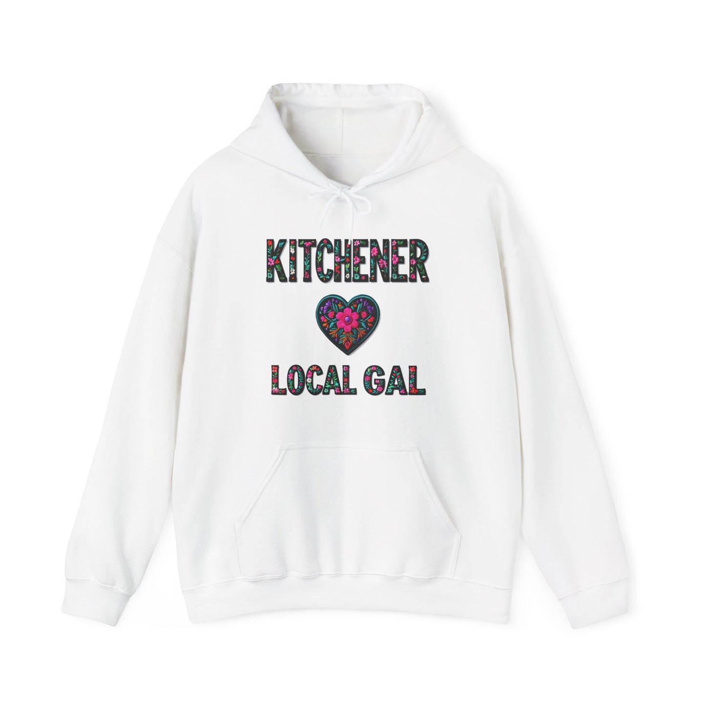 Kitchener Local Gal Flower c03-n00-hs005, Hooded Sweatshirt - Unisex Heavy Blend™ Pullover, Casual Hoodie for Every Day, Gift for Friends, Support'n Locals -Local Pride Apparel Support Your Community