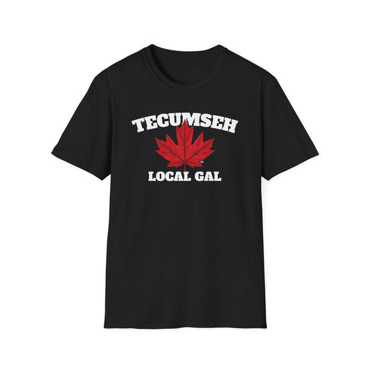 TECUMSEH Local Gal Red Leaf T-Shirt, Softstyle Graphic Tee, Unisex Casual Wear, Support Local Merch, Gift for Community Lovers, Finkz Windsor