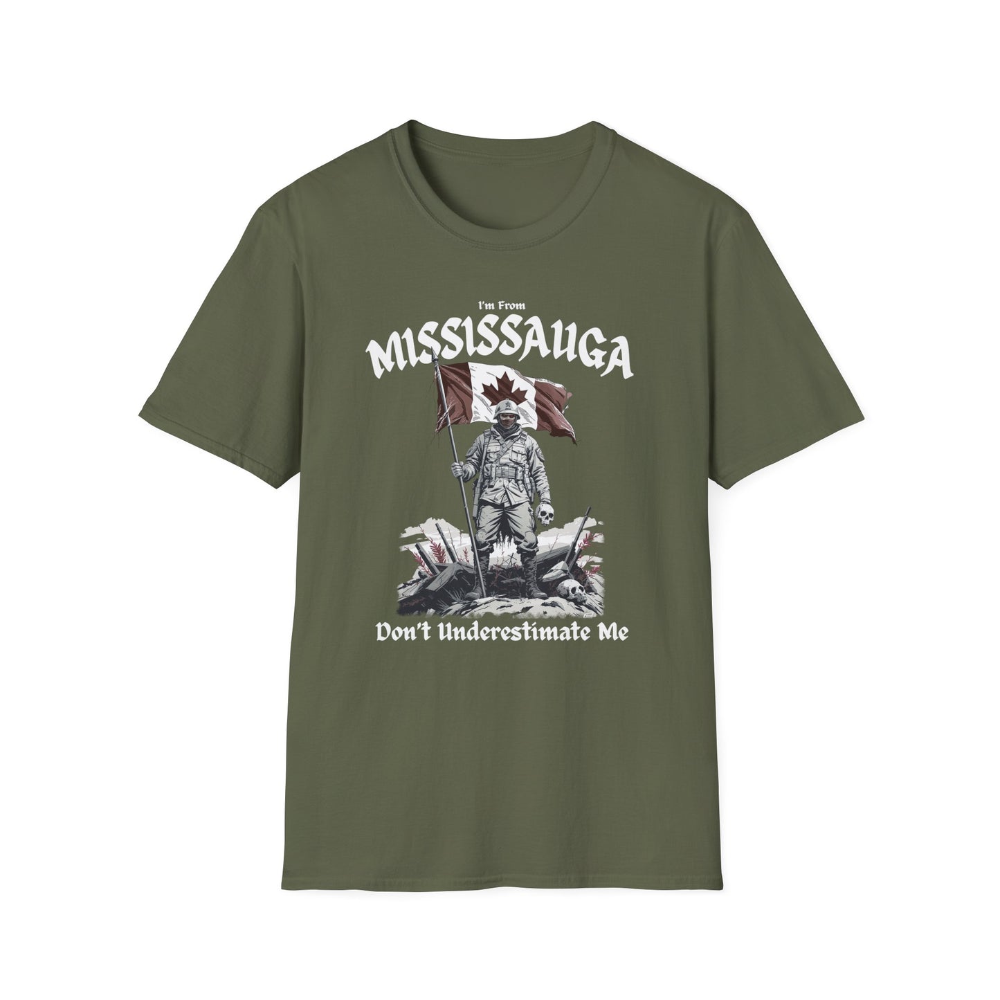 Mississauga Underestimate Guy T-Shirt, c05-n00-s002 Softstyle Graphic Tee, Unisex Casual Wear, Support'n Locals Merch, Gift for Community Lovers.