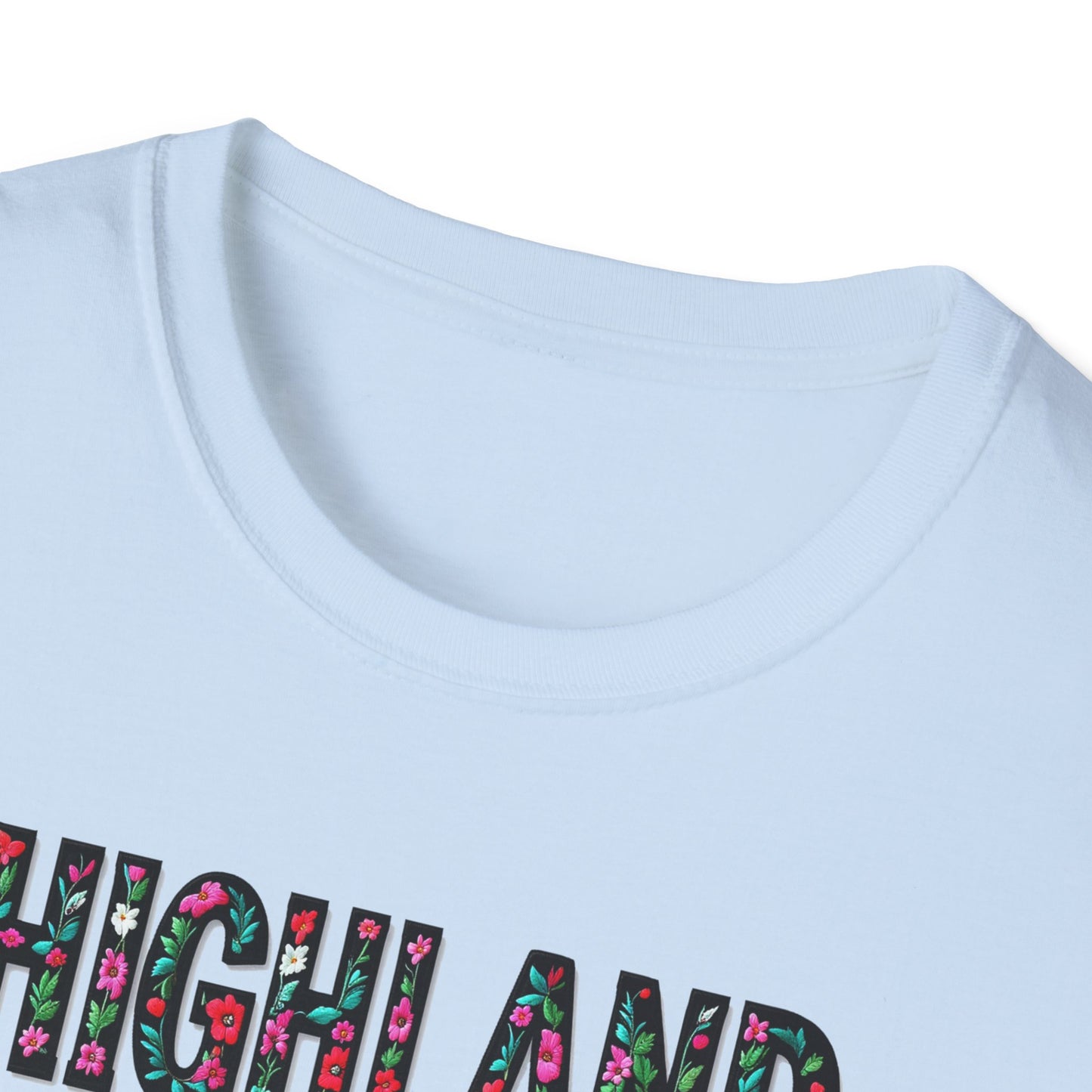 Highland Local Gal Flower-Heart T-Shirt, c02-n05-s05  Softstyle Graphic Tee, Unisex Casual Wear, Support Local Merch, Gift for Community Lovers, Finkz WINDSOR