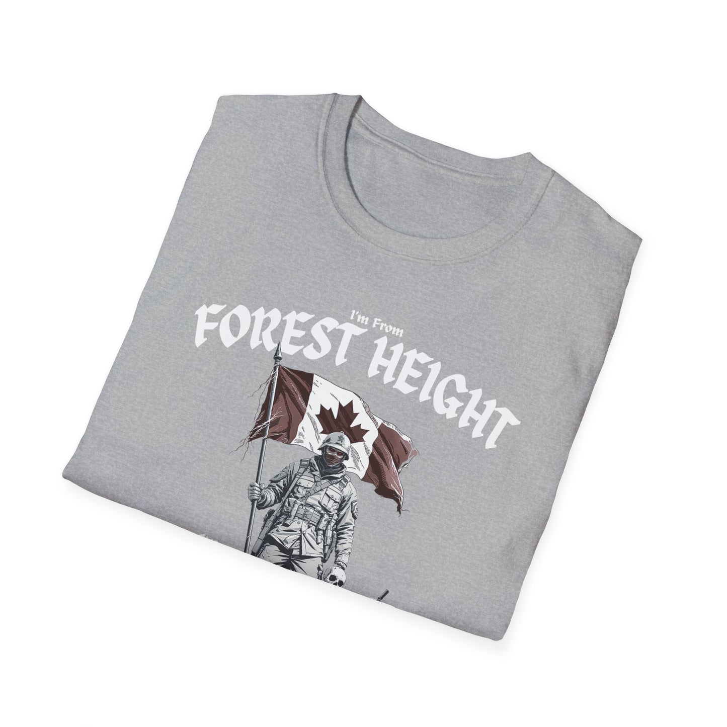 Forest Heights Underestimate Guy T-Shirt, c03-n03-s002 Softstyle Graphic Tee, Unisex Casual Wear, Support'n Locals Merch, Gift for Community Lovers.