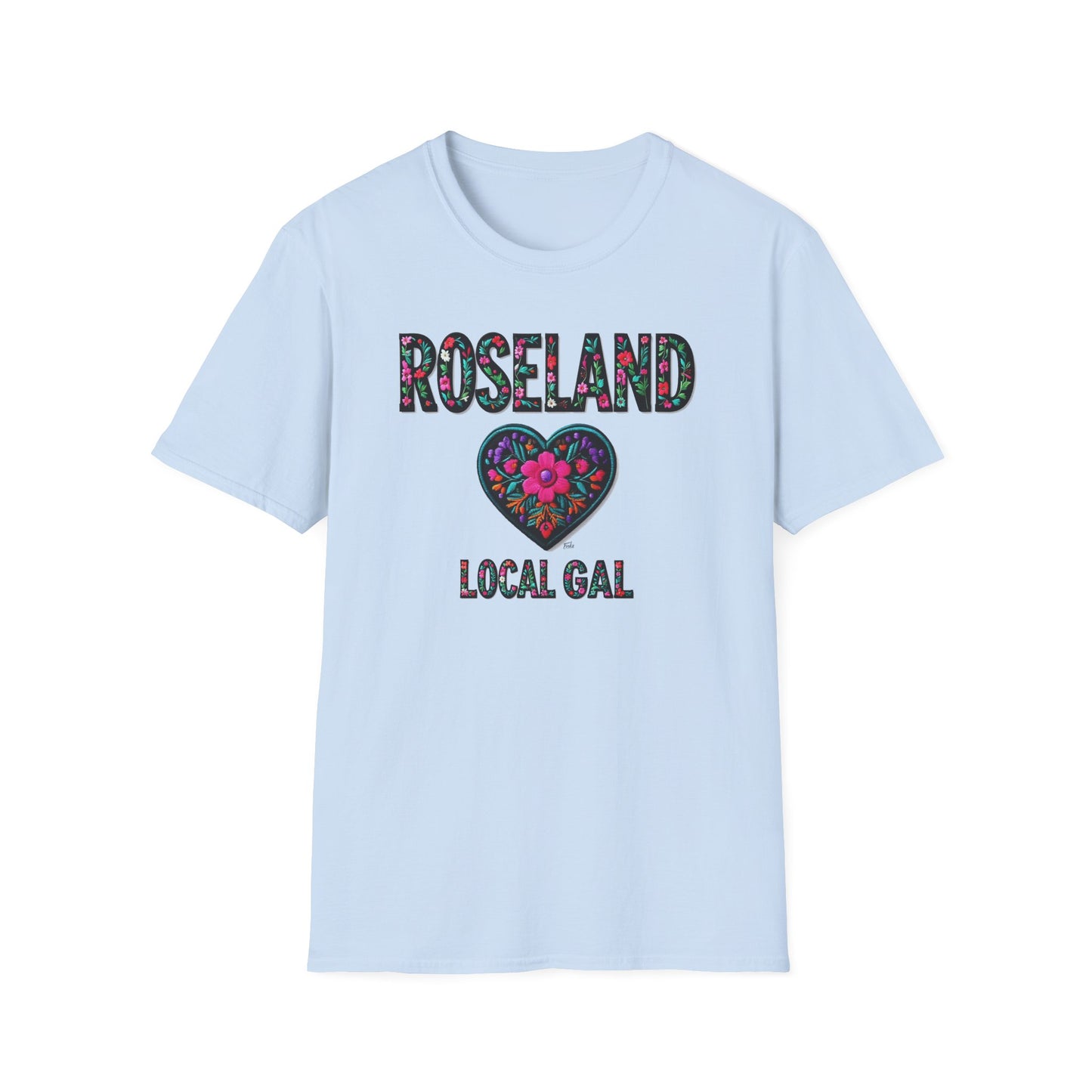 ROSELAND Local Gal Flower-Heart T-Shirt, 3 Softstyle Graphic Tee, Unisex Casual Wear, Support Local Merch, Gift for Community Lovers, Finkz WINDSOR