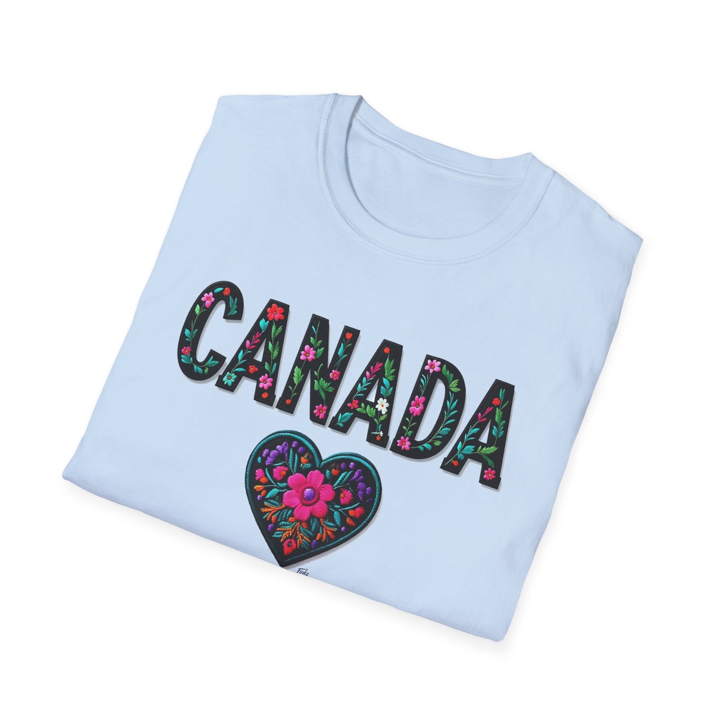 Canada Local Gal Flower-Heart T-Shirt, c00-n00-s005 Softstyle Graphic Tee, Unisex Casual Wear, Support Local Merch, Gift for Community Lovers, Finkz WINDSOR