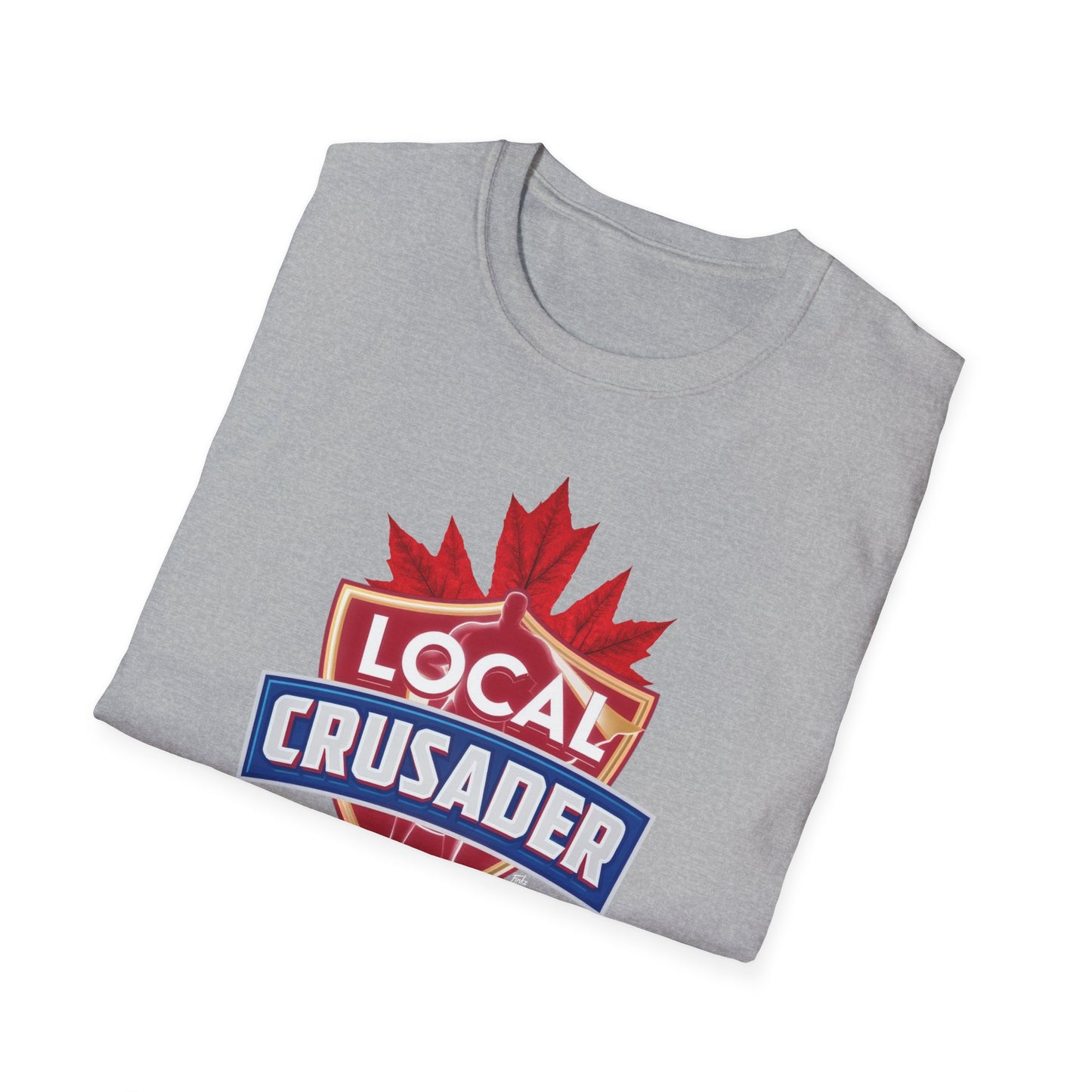 Local Crusader, Leaf T-Shirt, Softstyle Graphic Tee, Unisex Casual Wear, Support Local Merch, Gift for Community Lovers, Finkz