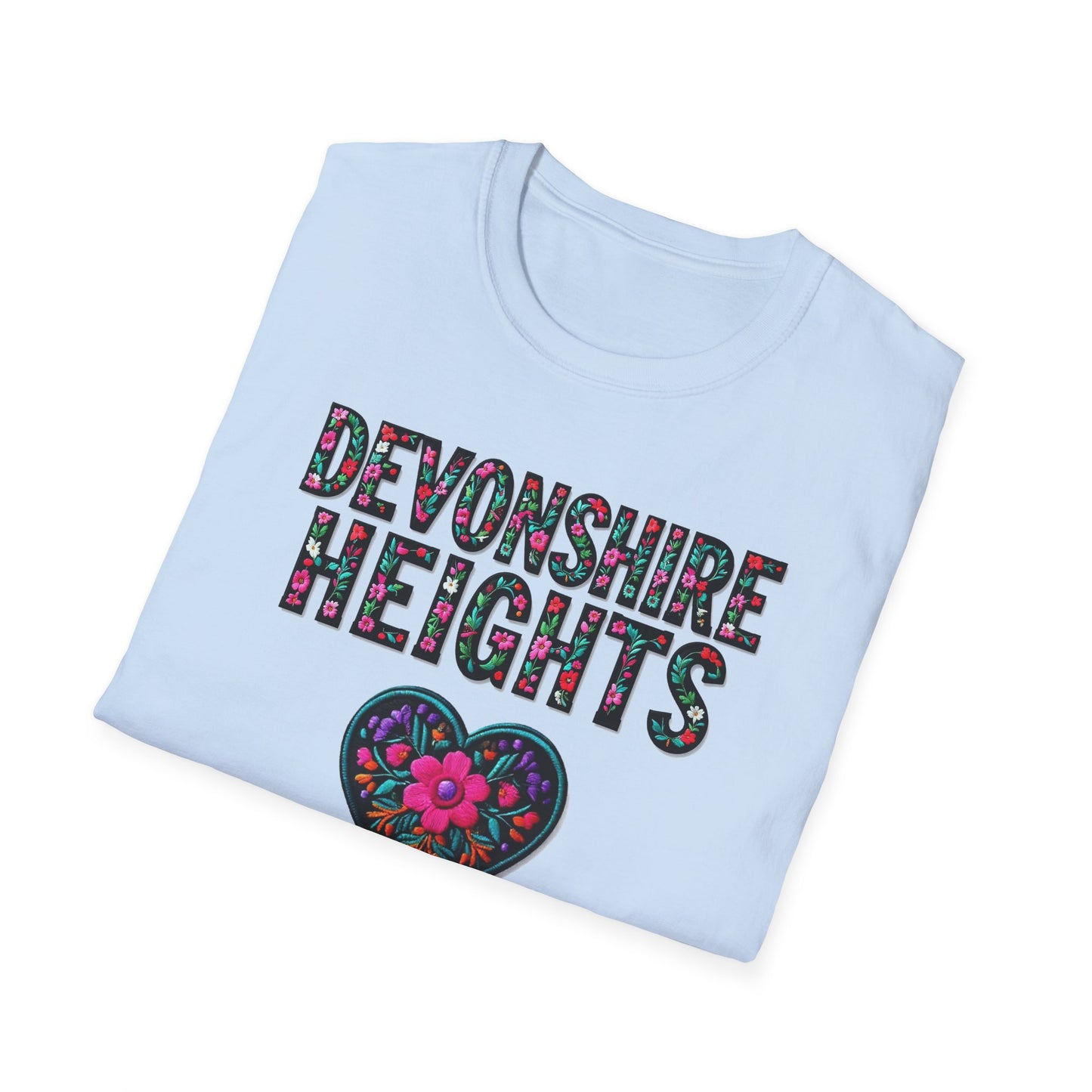 DEVONSHIRE HEIGHTS Local Gal Flower-Heart T-Shirt, 3 Softstyle Graphic Tee, Unisex Casual Wear, Support Local Merch, Gift for Community Lovers, Finkz WINDSOR