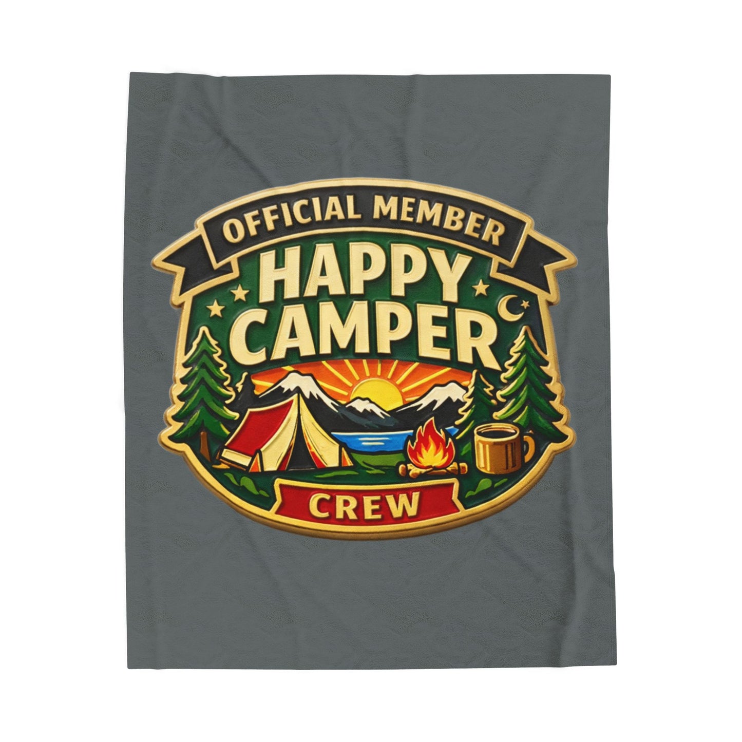 Blanket - Official Member* Happy Camper Crew Velveteen Plush Blanket — "happycampercrew.com other" Mountain Camper Throw