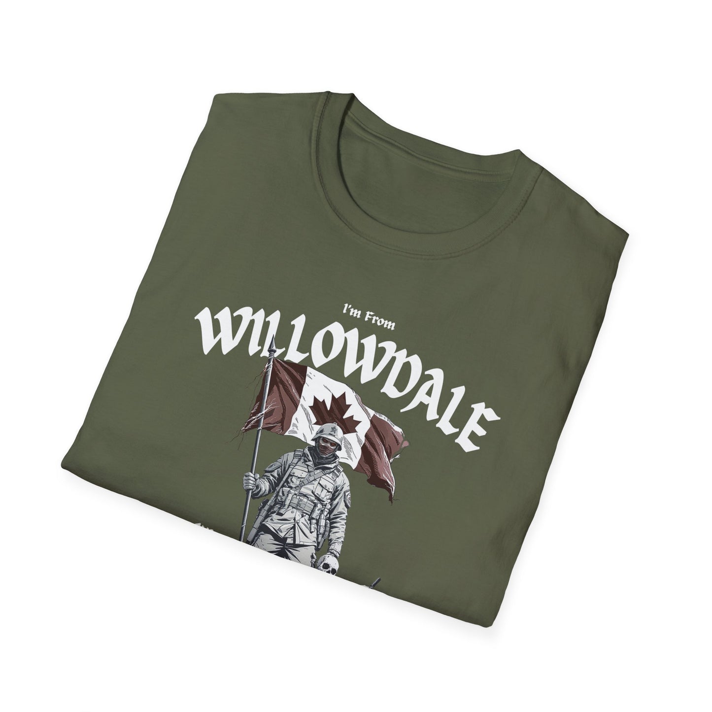 Willowdale Underestimate Guy T-Shirt, c06-n05-s002 Softstyle Graphic Tee, Unisex Casual Wear, Support'n Locals Merch, Gift for Community Lovers.