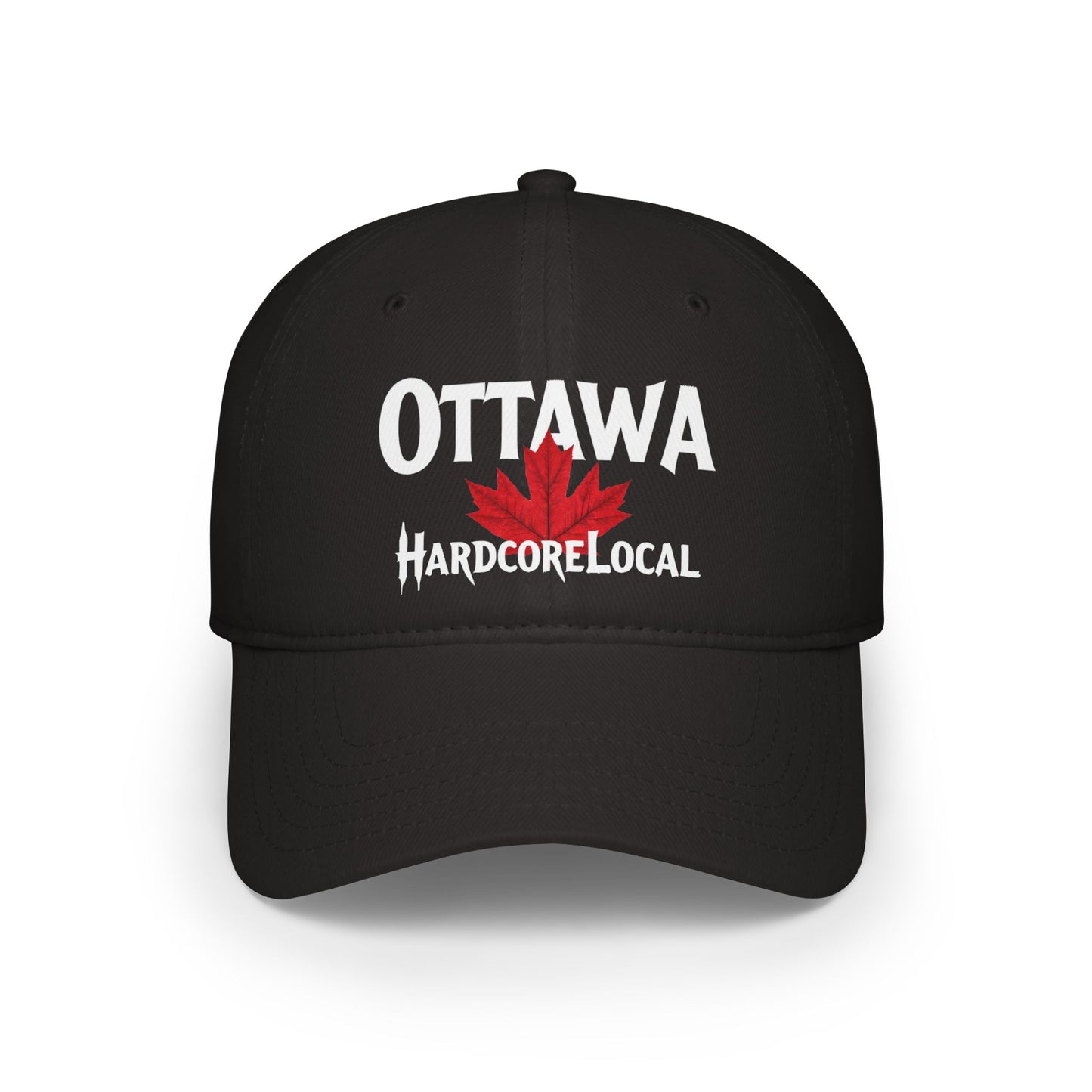 Ottawa HARDCORE LOCAL Red LEAF Low Profile Baseball Cap - Hat for Community Lovers