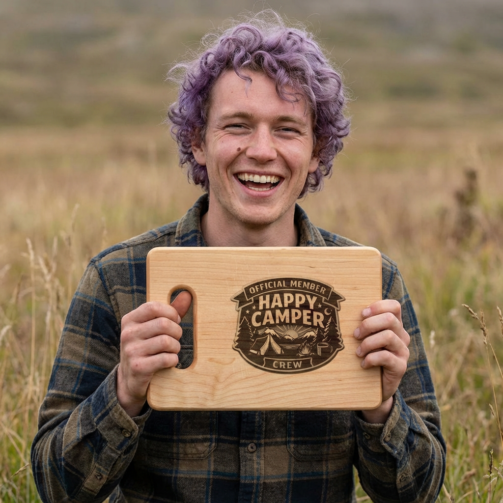 Cutting Board - Engraved Campfire Compass Wooden Cutting Board — Rustic Outdoor BBQ Gift  - High Shipping Rate HappyCamperCrew.com other