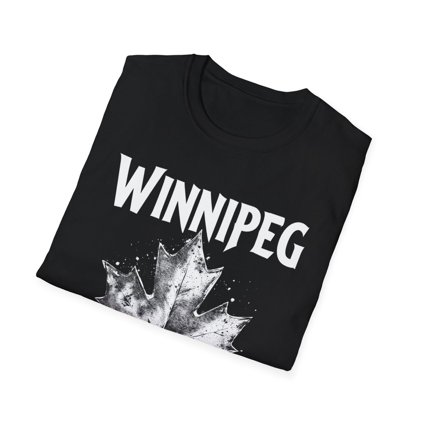 Winnipeg Hardcore Rep'n White Leaf T-Shirt, c009-n00-s007 Softstyle Graphic Tee, Unisex Casual Wear, Support'n Locals Merch, Gift for Community Lovers.