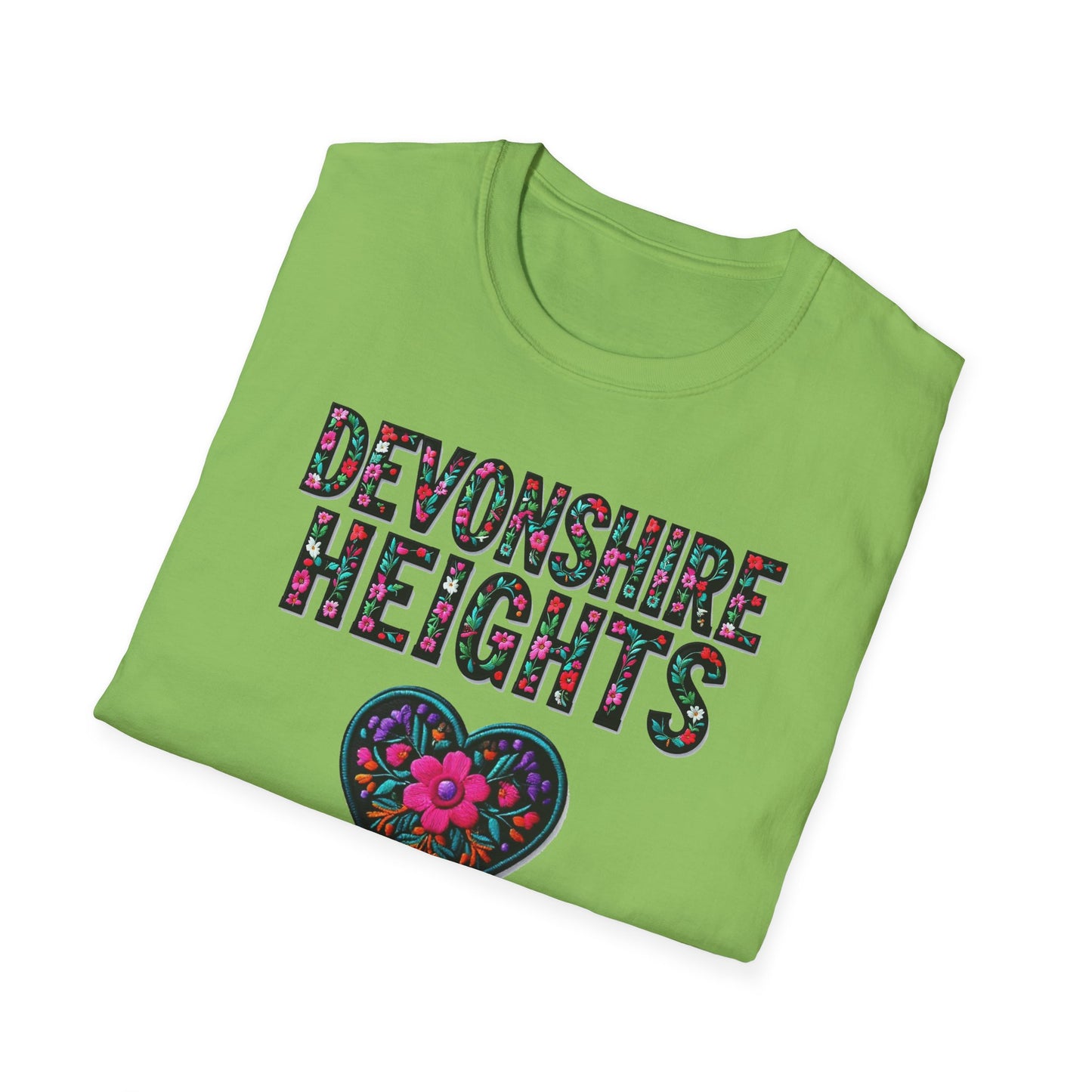 DEVONSHIRE HEIGHTS Local Gal Flower-Heart T-Shirt, 3 Softstyle Graphic Tee, Unisex Casual Wear, Support Local Merch, Gift for Community Lovers, Finkz WINDSOR