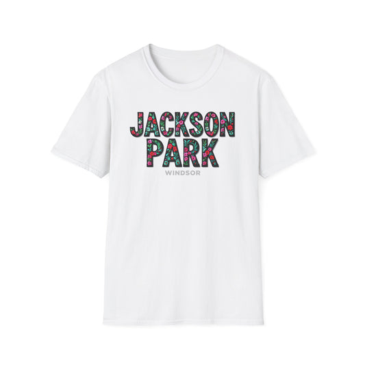 Jackson Park Windsor Flower T-Shirt, Softstyle Graphic Tee, Unisex Casual Wear, Support Local Merch, Gift for Community Lovers