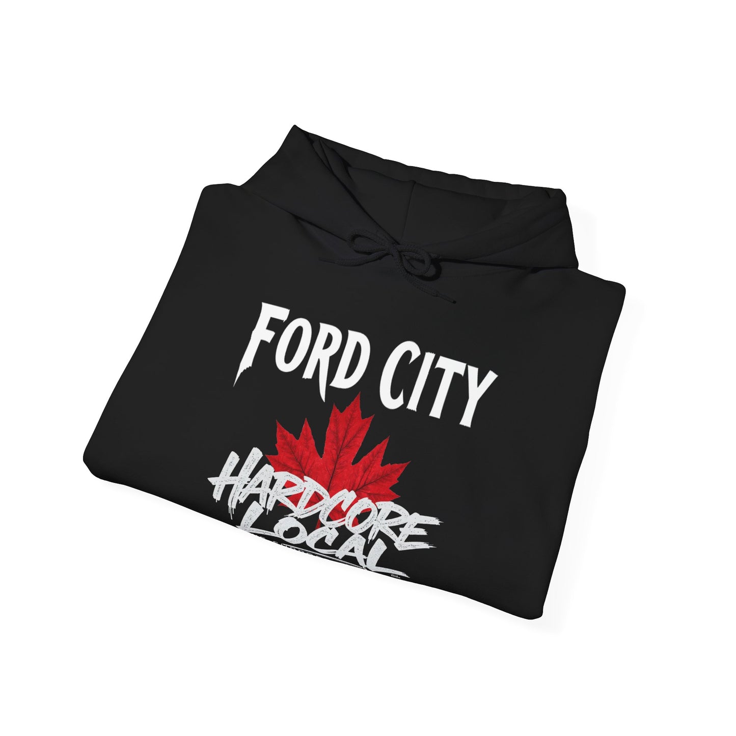 Ford City HARDCORE LOCAL red leaf, Hooded Sweatshirt - c01-n14-hs006 Unisex Heavy Blend™ Pullover, Casual Hoodie for Every Day, Gift for Friends, Support'n Locals -Local Pride Apparel Support Your Community