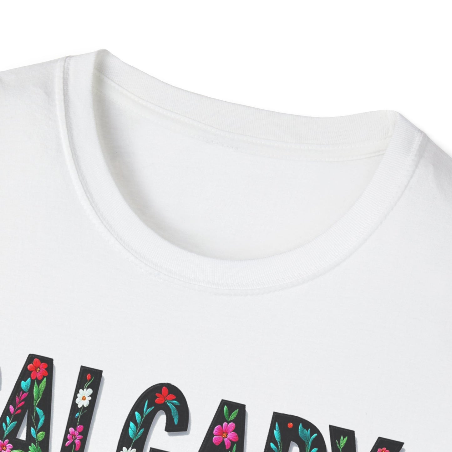 Calgary Local Gal Flower-Heart T-Shirt, c011-n00-s005 Softstyle Graphic Tee, Unisex Casual Wear, Support Local Merch, Gift for Community Lovers, Finkz