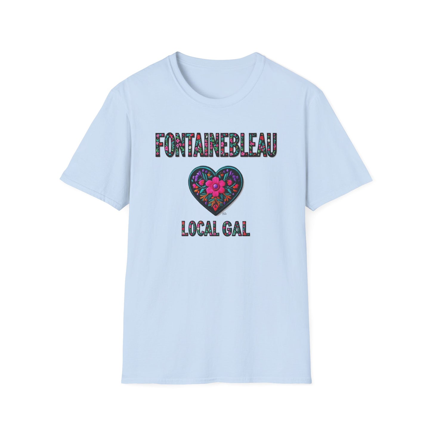 FONTAINEBLEAU Local Gal Flower-Heart T-Shirt, 3 Softstyle Graphic Tee, Unisex Casual Wear, Support Local Merch, Gift for Community Lovers, Finkz WINDSOR