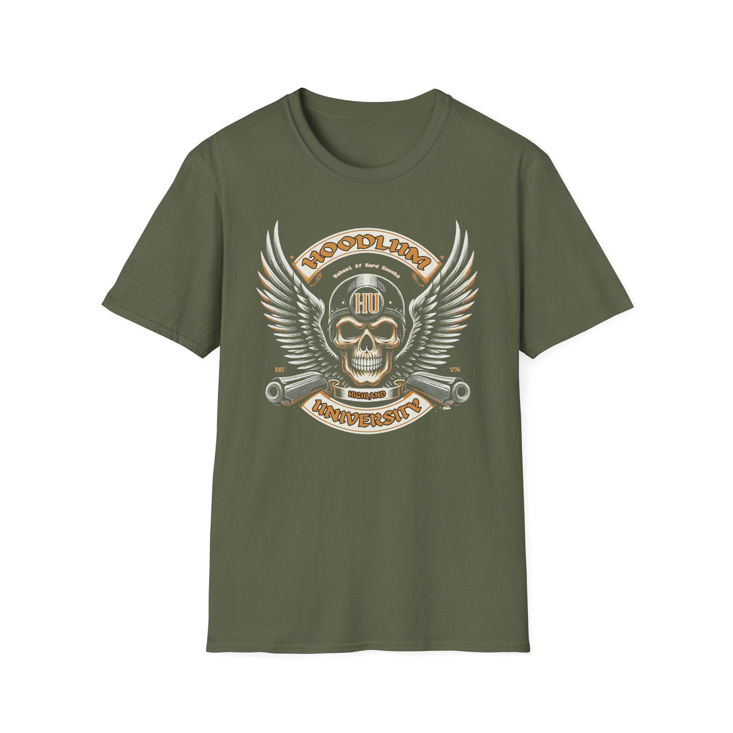 Highland Hoodlum University Wings T-Shirt,  c02-n05-s004 Softstyle Graphic Tee, Unisex Casual Wear, Support'n Locals Merch, Gift for Community Lovers