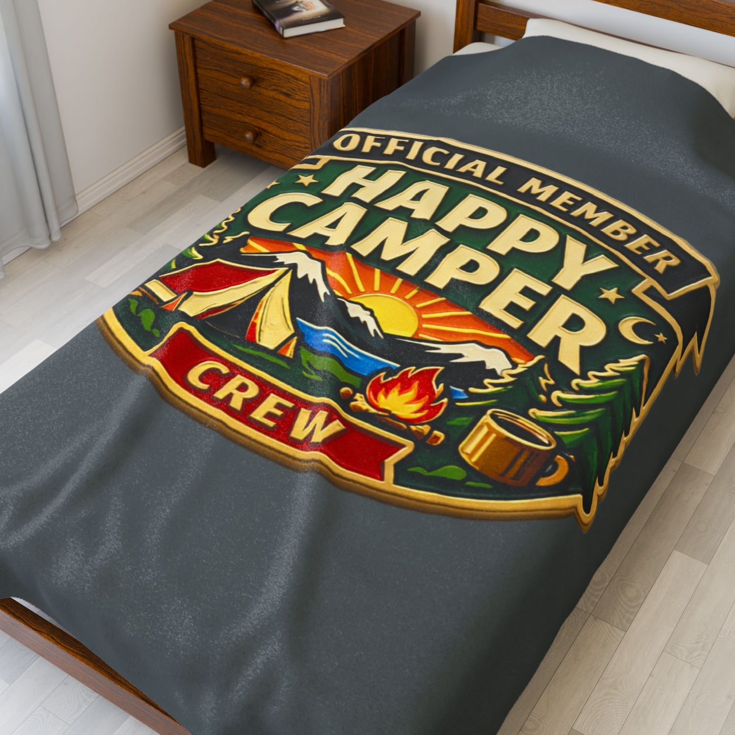 Blanket - Official Member* Happy Camper Crew Velveteen Plush Blanket — "happycampercrew.com other" Mountain Camper Throw