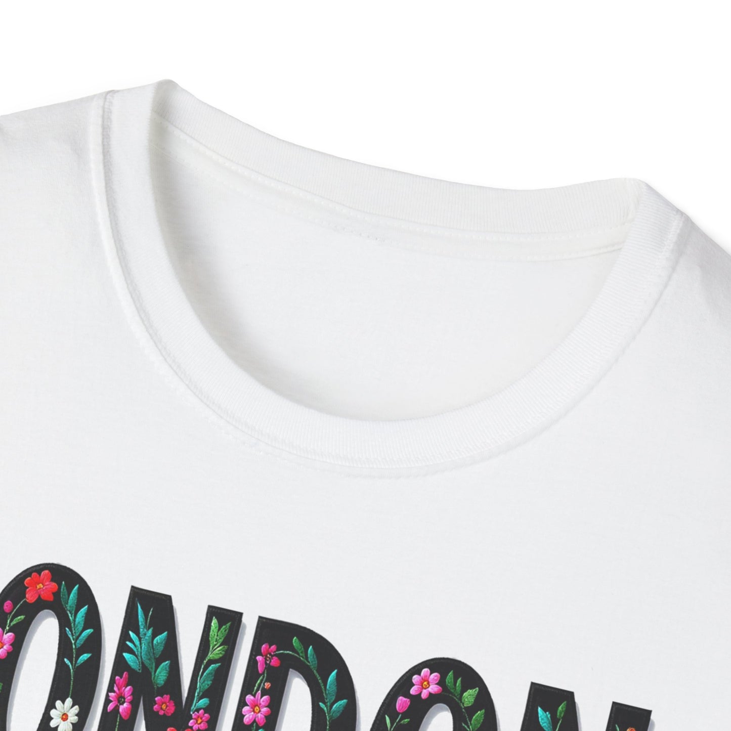 London Local Gal Flower-Heart T-Shirt, c02-n00-s005 Softstyle Graphic Tee, Unisex Casual Wear, Support Local Merch, Gift for Community Lovers, Finkz WINDSOR