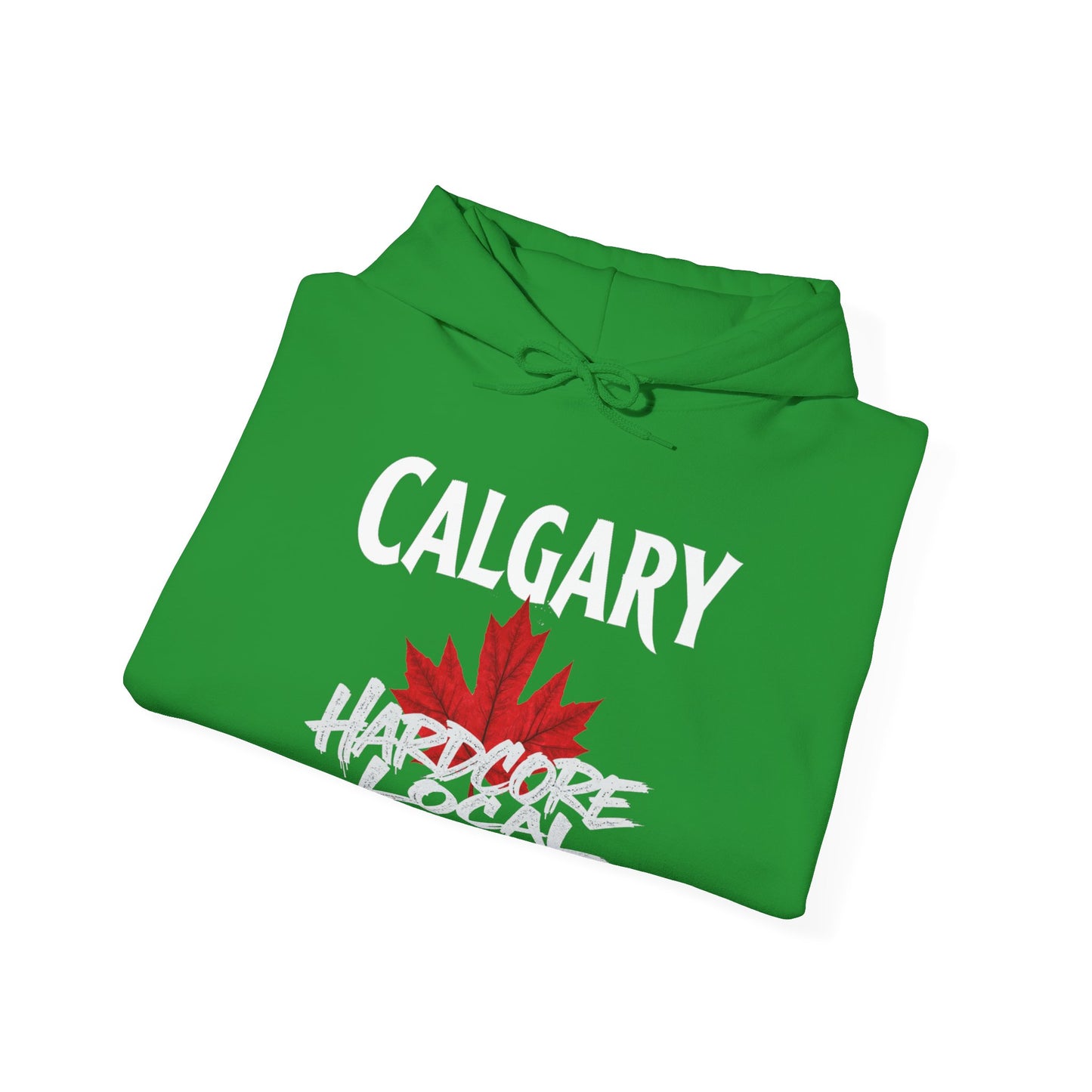 Calgary HARDCORE LOCAL red leaf, Hooded Sweatshirt - c11-n00-hs006 Unisex Heavy Blend™ Pullover, Casual Hoodie for Every Day, Gift for Friends, Support'n Locals -Local Pride Apparel Support Your Community