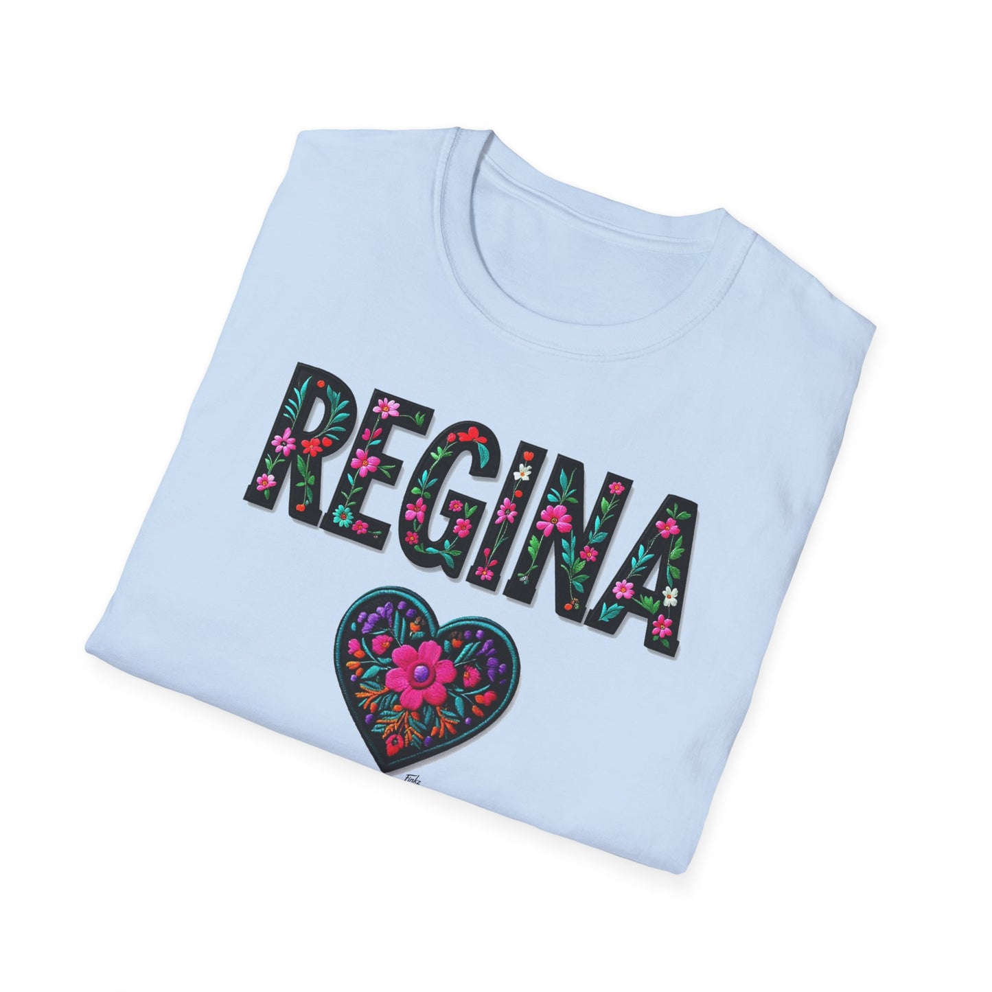 Regina Local Gal Flower-Heart T-Shirt, c10-n00-s005 Softstyle Graphic Tee, Unisex Casual Wear, Support Local Merch, Gift for Community Lovers, Finkz WINDSOR