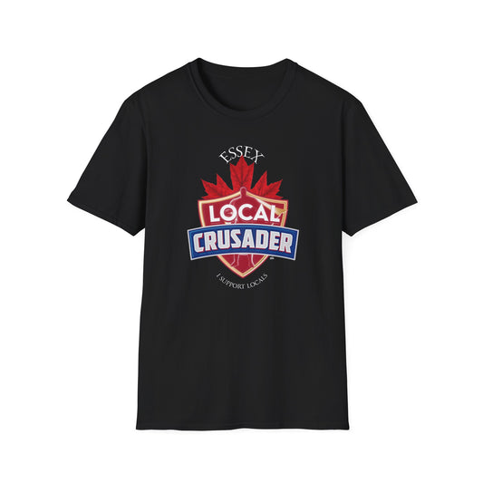 ESSEX Local Crusader, 1 Leaf, I Support Locals T-Shirt, Softstyle Graphic Tee, Unisex Casual Wear, Support Local Merch, Gift for Community Lovers, Finkz Windsor