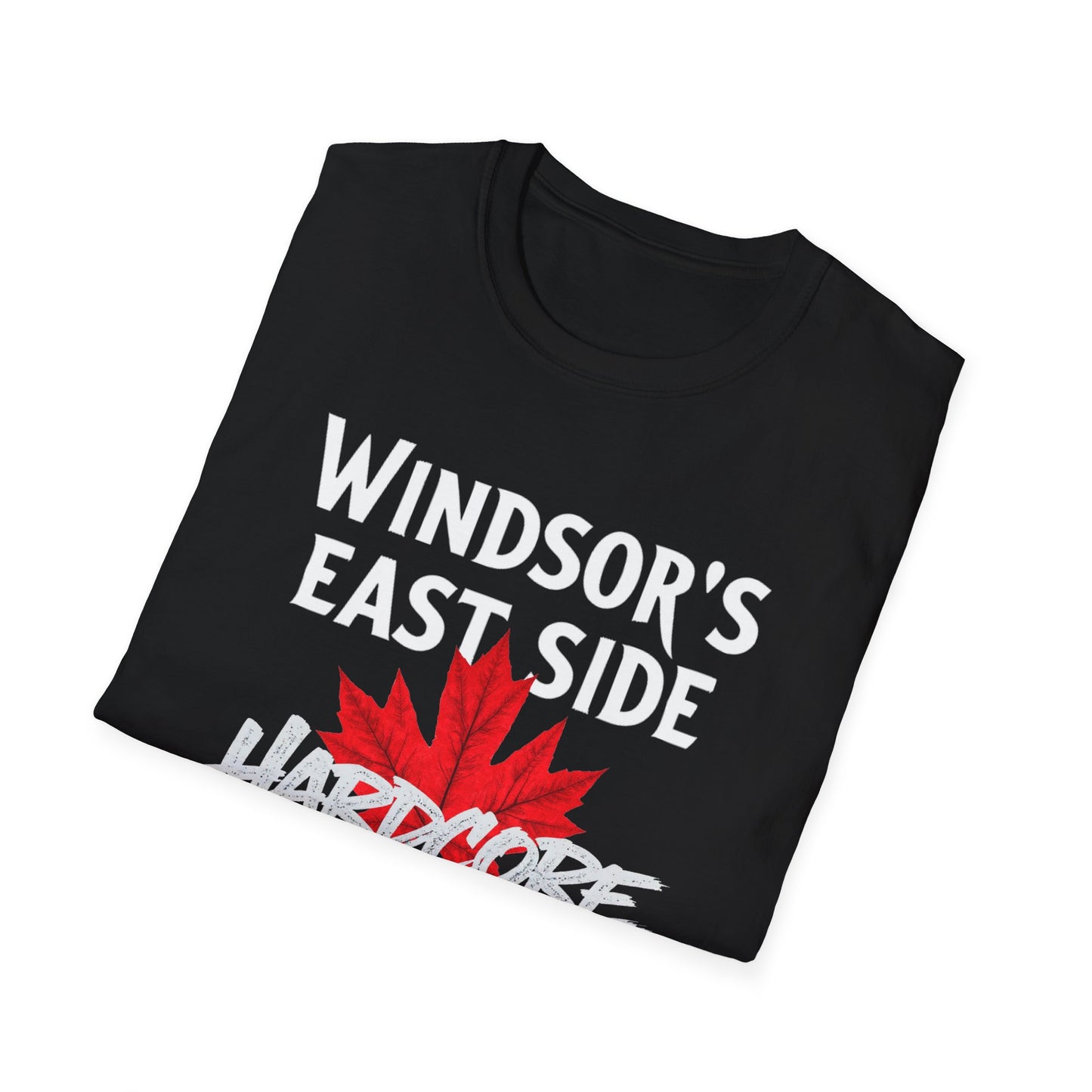WINDSOR EAST Hardcore Local, We Support Our Own,  Red Leaf 3 T-Shirt, Softstyle Graphic Tee, Unisex Casual Wear, Support Local Merch, Gift for Community Lovers, FINKZ WINDSOR