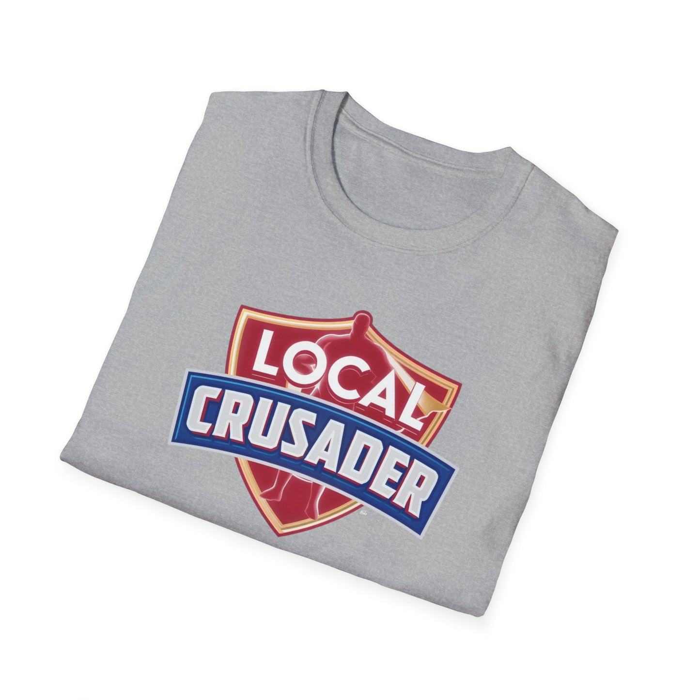 Local Crusader, T-Shirt, Softstyle Graphic Tee, Unisex Casual Wear, Support Local Merch, Gift for Community Lovers, Finkz