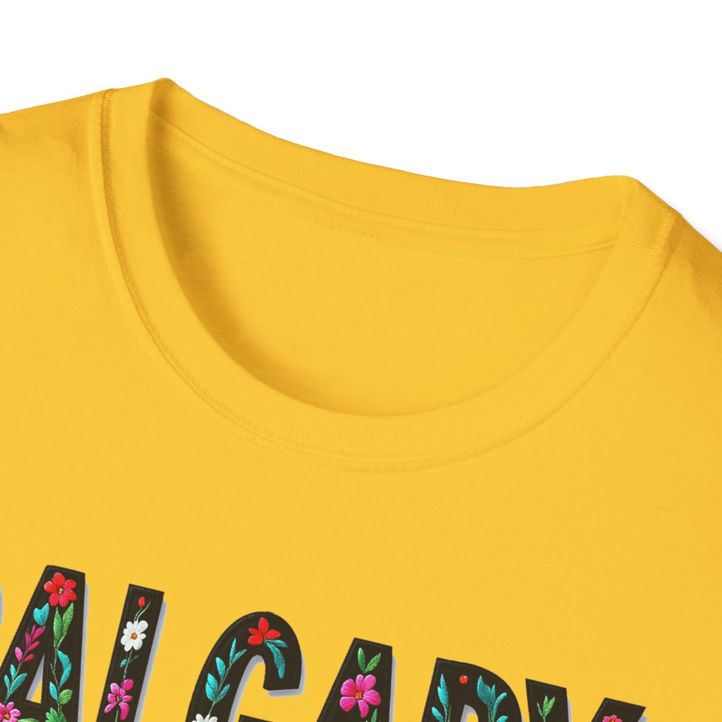 Calgary Local Gal Flower-Heart T-Shirt, c011-n00-s005 Softstyle Graphic Tee, Unisex Casual Wear, Support Local Merch, Gift for Community Lovers, Finkz