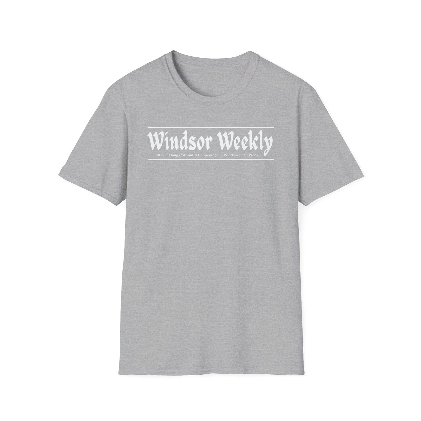 WINDSOR WEEKLY T-Shirt, Softstyle Graphic Tee, Unisex Casual Wear, Support Local Merch, Gift for Community Lovers FINKZ WINDSOR