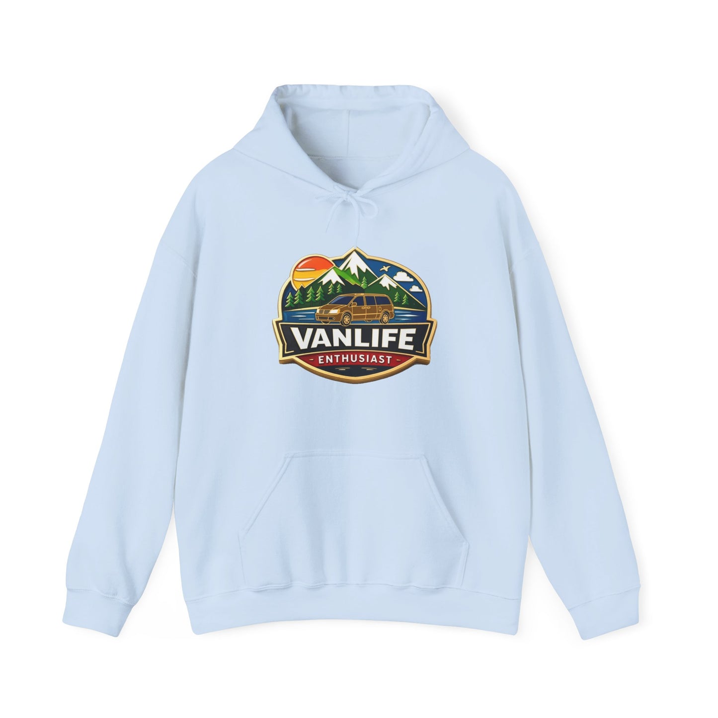 Vanlife Enthusiast Hoodie - Vintage Mountain Camper Graphic Hooded Sweatshirt