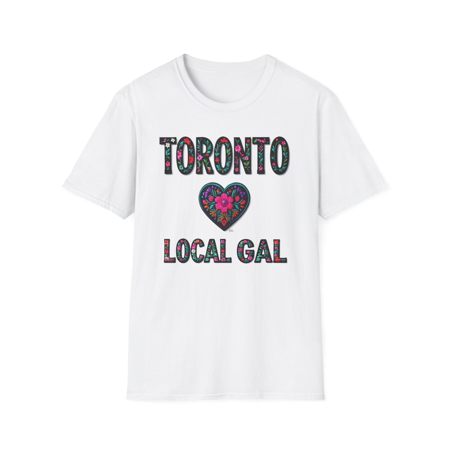 toronto Local Gal Flower-Heart T-Shirt, c06-n00-s005 Softstyle Graphic Tee, Unisex Casual Wear, Support Local Merch, Gift for Community Lovers, Finkz WINDSOR