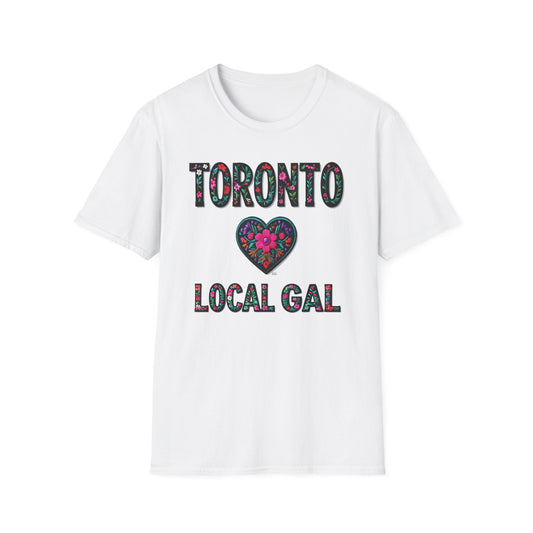 toronto Local Gal Flower-Heart T-Shirt, c06-n00-s005 Softstyle Graphic Tee, Unisex Casual Wear, Support Local Merch, Gift for Community Lovers, Finkz WINDSOR