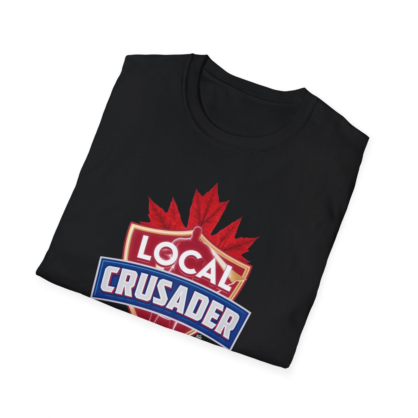 Local Crusader, Leaf T-Shirt, Softstyle Graphic Tee, Unisex Casual Wear, Support Local Merch, Gift for Community Lovers, Finkz