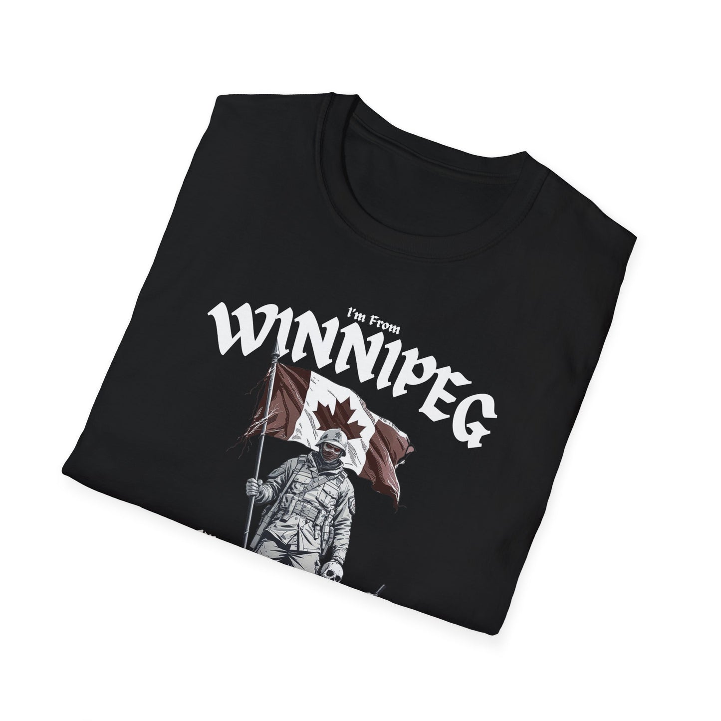 Winnipeg Underestimate Guy T-Shirt, c09-n00-s002 Softstyle Graphic Tee, Unisex Casual Wear, Support'n Locals Merch, Gift for Community Lovers.