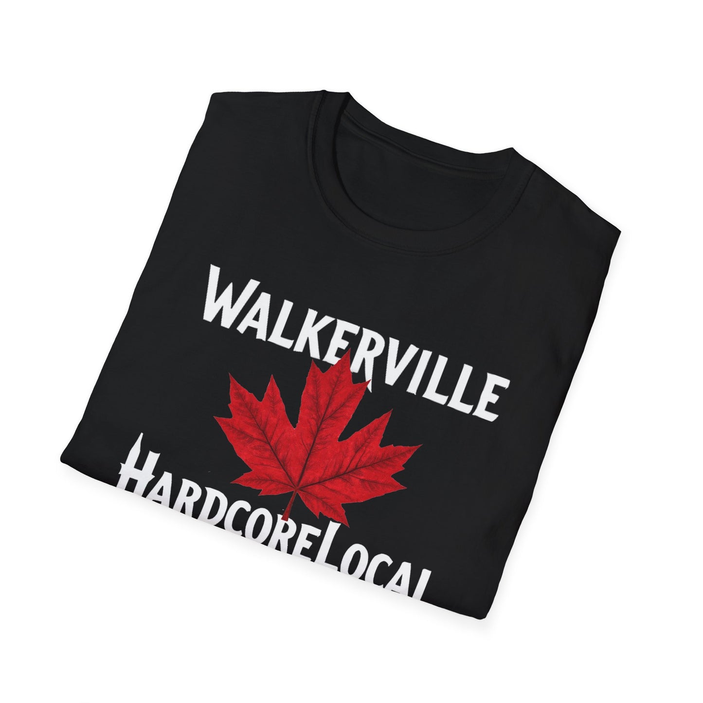 Walkerville Hardcore Local Red Leaf, We Support Our Own, 1 T-Shirt, Softstyle Graphic Tee, Unisex Casual Wear, Support Local Merch, Gift for Community Lovers