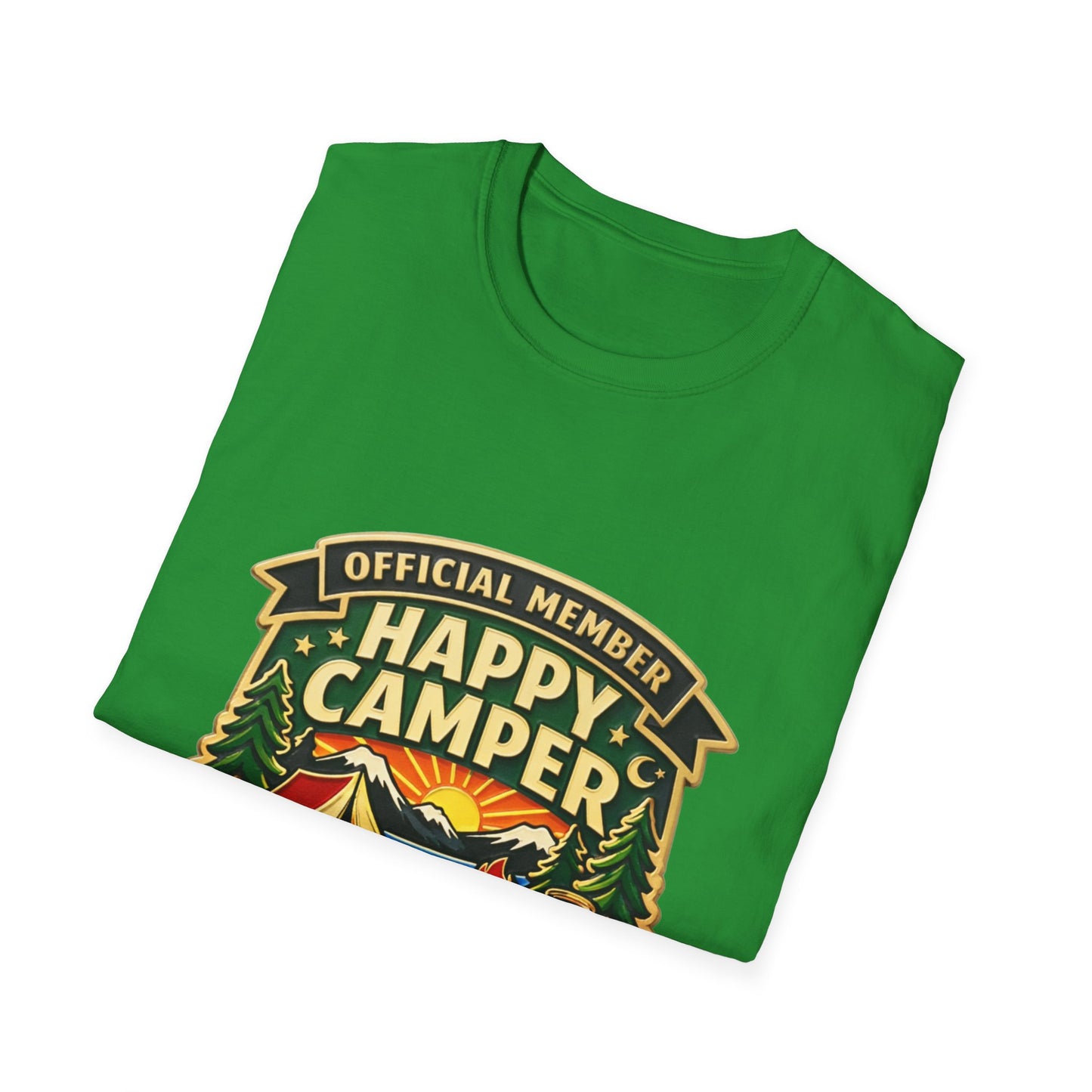 Happy Camper Crew T-Shirt Dark, Softstyle, Unisex  - HappyCamperCrew.com