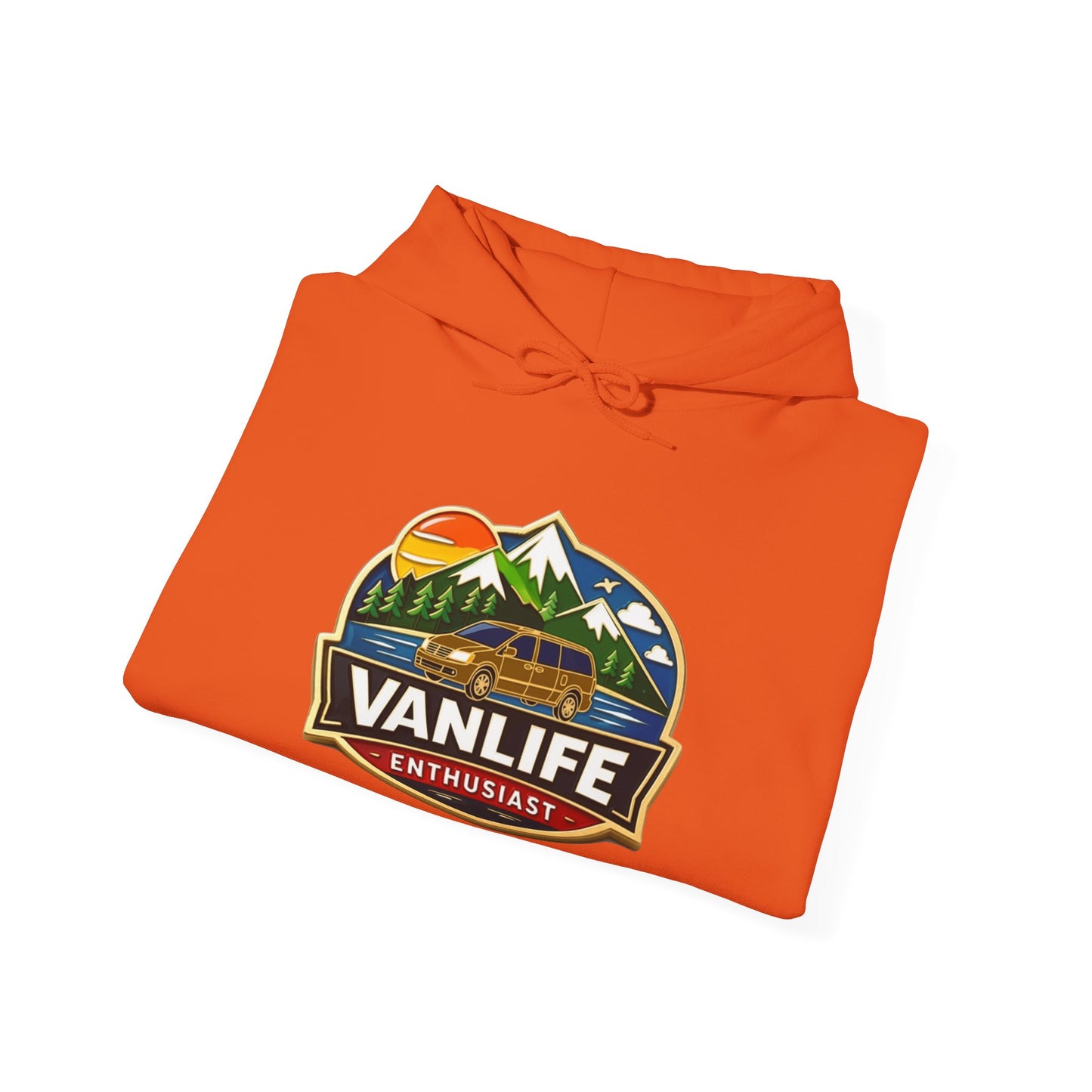 Vanlife Enthusiast Hoodie - Vintage Mountain Camper Graphic Hooded Sweatshirt