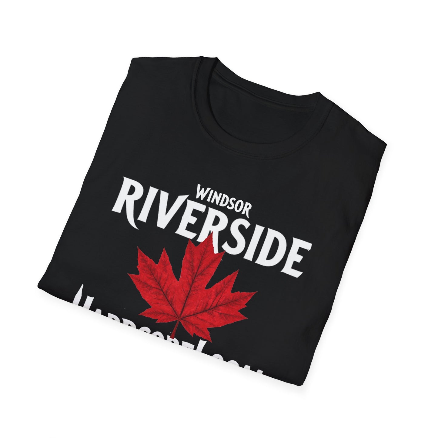 Windsor Riverside Hardcore Local Red Leaf, We Support Our Own, 1 T-Shirt, Softstyle Graphic Tee, Unisex Casual Wear, Support Local Merch, Gift for Community Lovers