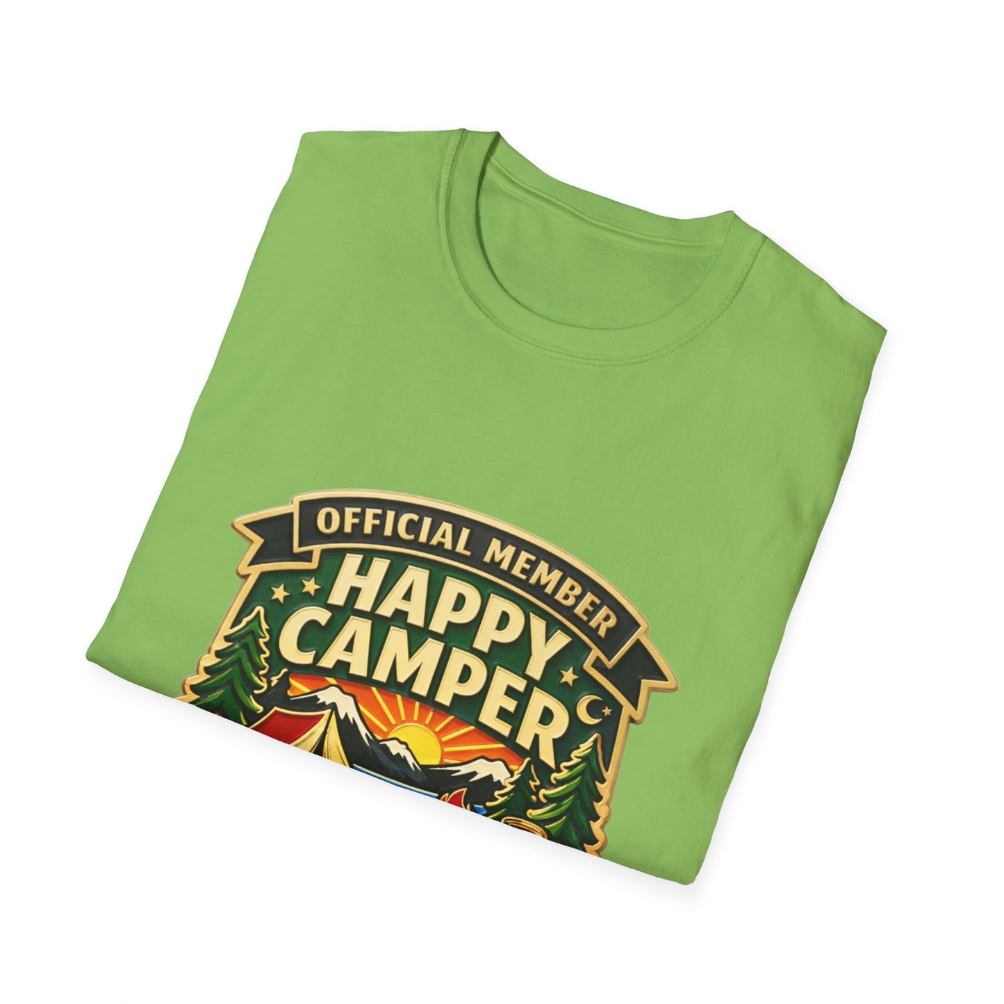 Happy Camper Crew T-Shirt Dark, Softstyle, Unisex  - HappyCamperCrew.com