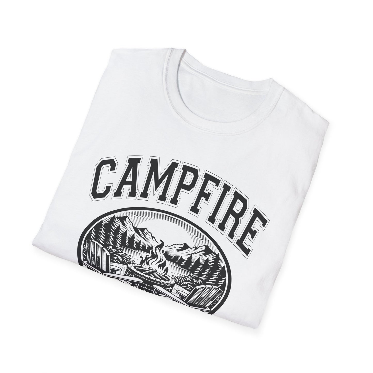 Campfire Social Club Chairs & back T-Shirt, c00-n00-s008 Softstyle Graphic Tee, Unisex Casual Wear, Support'N Locals Merch, Gift for Community Lovers, wednesday
