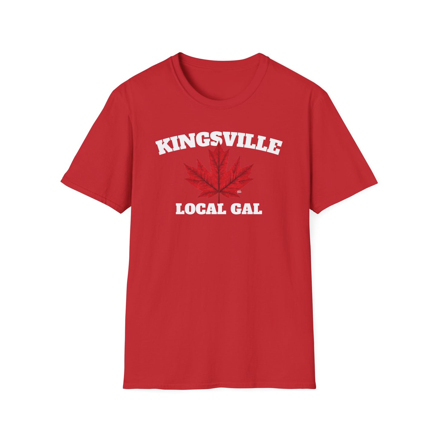 KINGSVILLE Local Gal Red Leaf T-Shirt, Softstyle Graphic Tee, Unisex Casual Wear, Support Local Merch, Gift for Community Lovers, Finkz Windsor