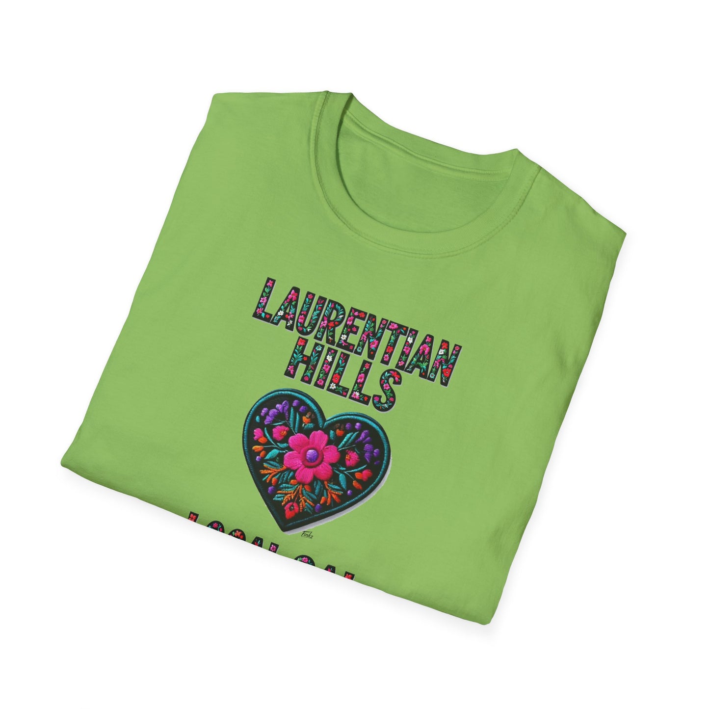 Laurentian Hills Local Gal Flower-Heart T-Shirt, c03-n06-s05  Softstyle Graphic Tee, Unisex Casual Wear, Support Local Merch, Gift for Community Lovers, Finkz WINDSOR