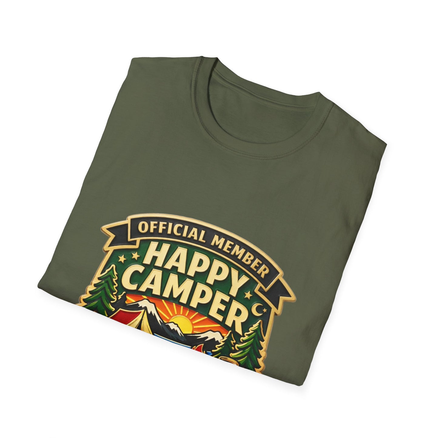 Happy Camper Crew T-Shirt Dark, Softstyle, Unisex  - HappyCamperCrew.com