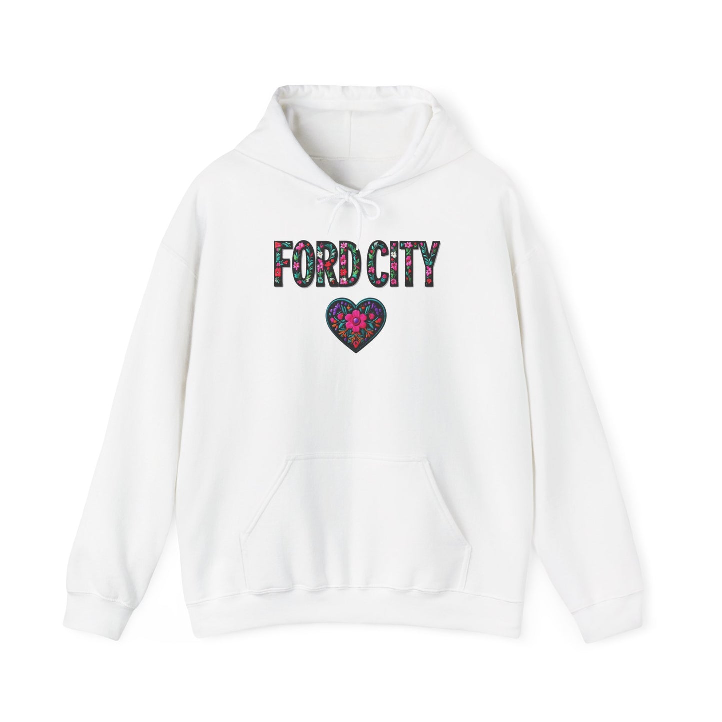 Ford City Local Gal Flower c01-n14-hs005, Hooded Sweatshirt -  Unisex Heavy Blend™ Pullover, Casual Hoodie for Every Day, Gift for Friends, Support'n Locals -Local Pride Apparel Support Your Community