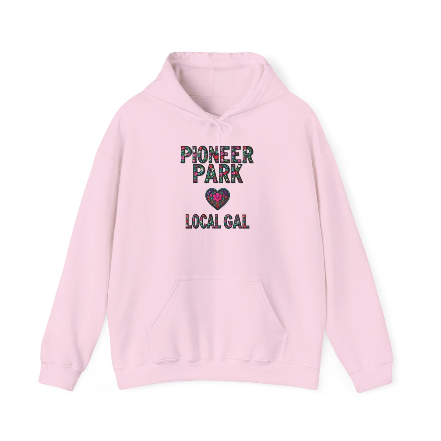 Pioneer Park Local Gal Flower c03-n08-hs005, Hooded Sweatshirt -  Unisex Heavy Blend™ Pullover, Casual Hoodie for Every Day, Gift for Friends, Support'n Locals -Local Pride Apparel Support Your Community
